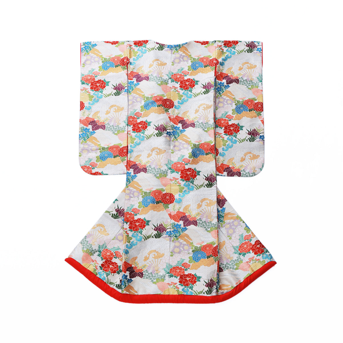 草花に扇面